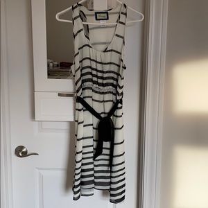 Black and off white striped dress